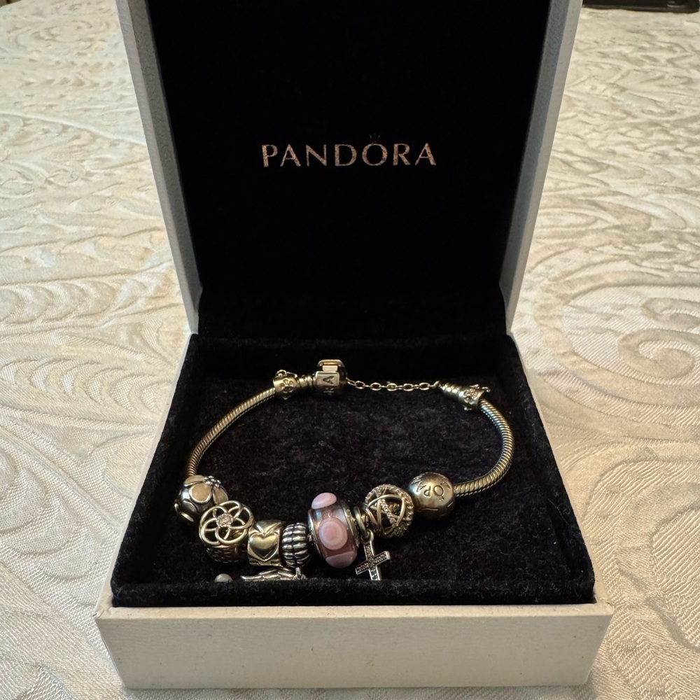 Pandora 14k Gold charm bracelet